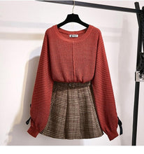 Load image into Gallery viewer, ICHOIX women 2 piece set knitted tops and skirt set Korean style student casual two piece outfits fall winter set clothing 2019