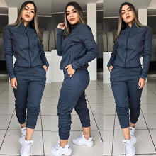 Load image into Gallery viewer, WHOHOLL 2019 Solid Color Women Tracksuit Set Autumn Winter Long Sleeve 2 Piece Set Gym Female Warm Clothes
