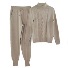 Load image into Gallery viewer, MVGIRLRU soft winter wool knitted Suits dense warm sweater suits turtleneck pullover tops loose pant 2 piece set female knitwear